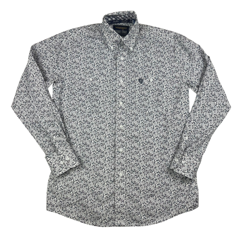 Wrangler George Strait Collection Shirt Mens Small Western Floral Button Vintage